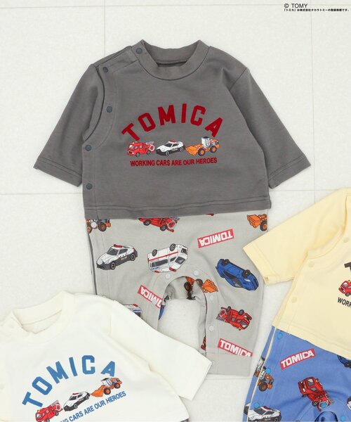 BREEZE（ブリーズ）の「【リンク】TOMICA カバーオール（ロンパース・キッズ・チャコール/イエロー/アイボリー・60/70/80）」の2枚目の写真