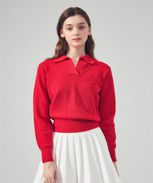 シグニチャーカラー長袖ニットRED