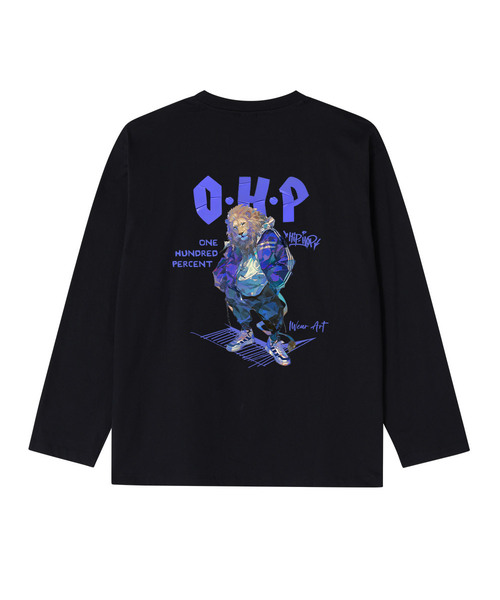 OHP（ワンハンドレッドパーセント）の「OHPxHARMONIA4 bブルートラックジャケットベーシック長袖Tシャツ（Tシャツ/カットソー・メンズ・ホワイト/ブラック・M/L/2XL/XL）」の2枚目の写真