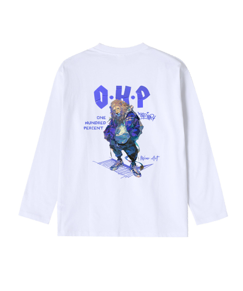 OHP（ワンハンドレッドパーセント）の「OHPxHARMONIA4 bブルートラックジャケットベーシック長袖Tシャツ（Tシャツ/カットソー・メンズ・ホワイト/ブラック・M/L/2XL/XL）」の6枚目の写真