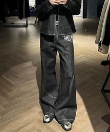 WESTBOY | ユニークステッチ カーブ ルーズ ワイドデニムパンツ WO25W11PT03(デニムパンツ)