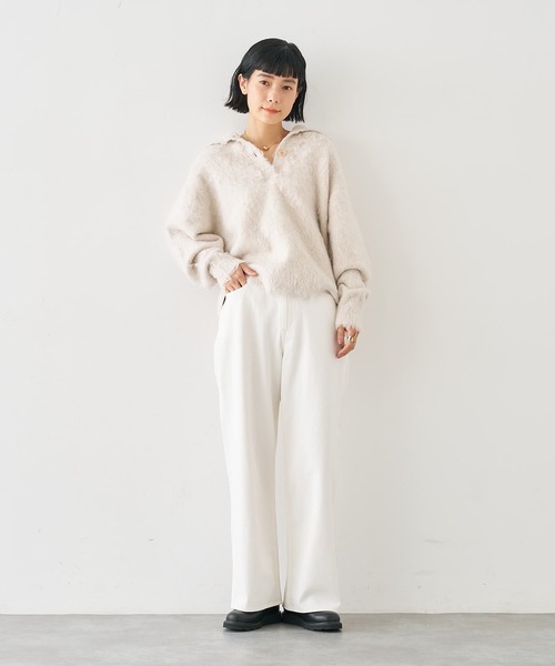 collex（コレックス）の「ヘアリースキッパープルオーバー（ニット/セーター・レディース・ブルー/アイボリー・フリー）」の3枚目の写真