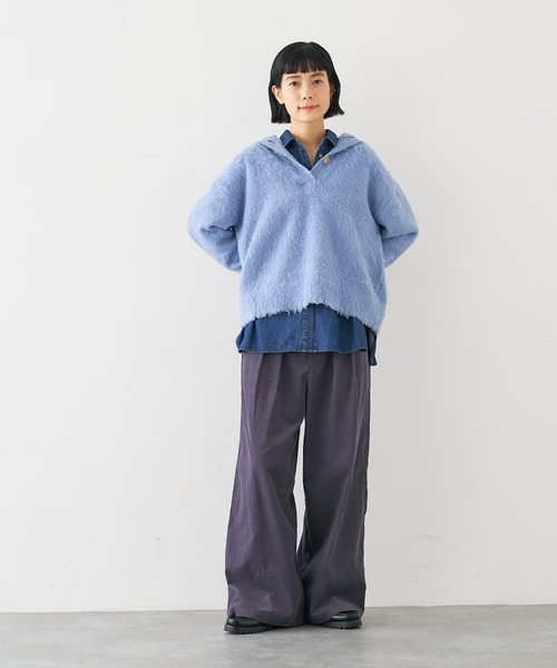 collex（コレックス）の「ヘアリースキッパープルオーバー（ニット/セーター・レディース・ブルー/アイボリー・フリー）」の7枚目の写真