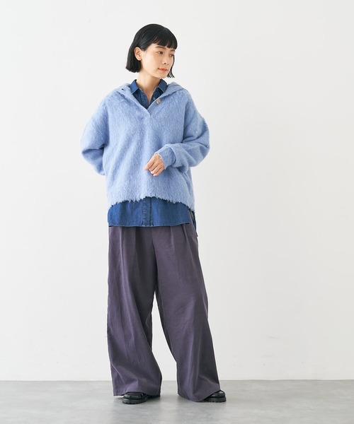 collex（コレックス）の「ヘアリースキッパープルオーバー（ニット/セーター・レディース・ブルー/アイボリー・フリー）」の9枚目の写真