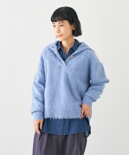 collex（コレックス）の「ヘアリースキッパープルオーバー（ニット/セーター・レディース・ブルー/アイボリー・フリー）」の10枚目の写真