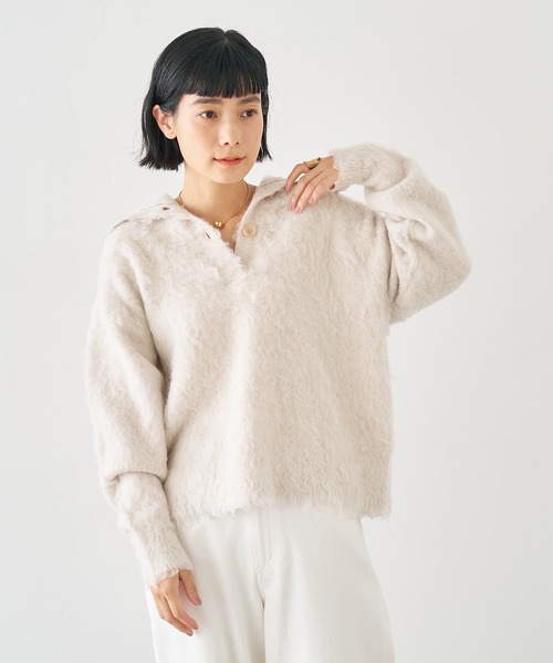 collex（コレックス）の「ヘアリースキッパープルオーバー（ニット/セーター・レディース・ブルー/アイボリー・フリー）」の13枚目の写真