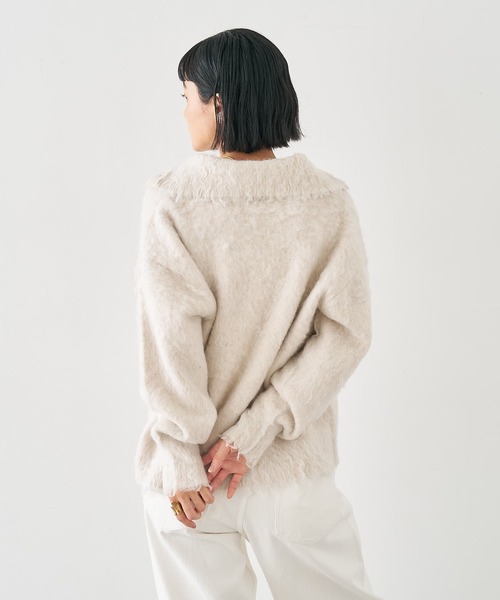 collex（コレックス）の「ヘアリースキッパープルオーバー（ニット/セーター・レディース・ブルー/アイボリー・フリー）」の15枚目の写真