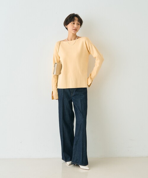 Rouge vif Anna(ルージュヴィフアンナ)の「スムーススリットニットプルオーバー/春服/オフィスカジュアル(ニット/セーター・レディース・サックスブルー/グレー/イエロー・フリー)」の13枚目の写真