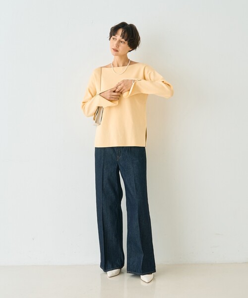 Rouge vif Anna(ルージュヴィフアンナ)の「スムーススリットニットプルオーバー/春服/オフィスカジュアル(ニット/セーター・レディース・サックスブルー/グレー/イエロー・フリー)」の11枚目の写真