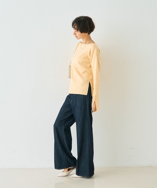 Rouge vif Anna(ルージュヴィフアンナ)の「スムーススリットニットプルオーバー/春服/オフィスカジュアル(ニット/セーター・レディース・サックスブルー/グレー/イエロー・フリー)」の10枚目の写真