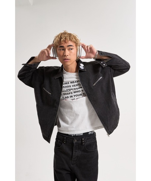 CREO STORE(クレオストア)の「【IAMU】Unisex Outer(Denim) デニムオーバージャケット(ブルゾン・レディース・ブラック系その他・FREE)」の4枚目の写真