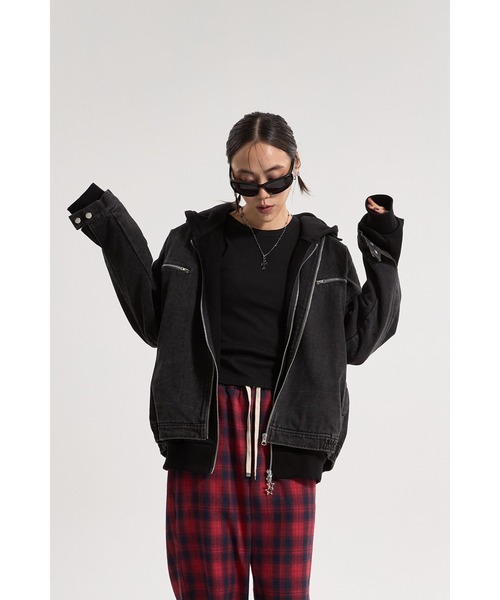 CREO STORE(クレオストア)の「【IAMU】Unisex Outer(Denim) デニムオーバージャケット(ブルゾン・レディース・ブラック系その他・FREE)」の6枚目の写真