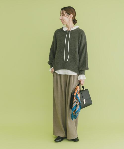 ITEMS URBANRESEARCH（アイテムズ アーバンリサーチ）の「ウールライクイージーパンツ（その他パンツ・レディース・ベージュ/チャコールグレー・FREE）」の15枚目の写真