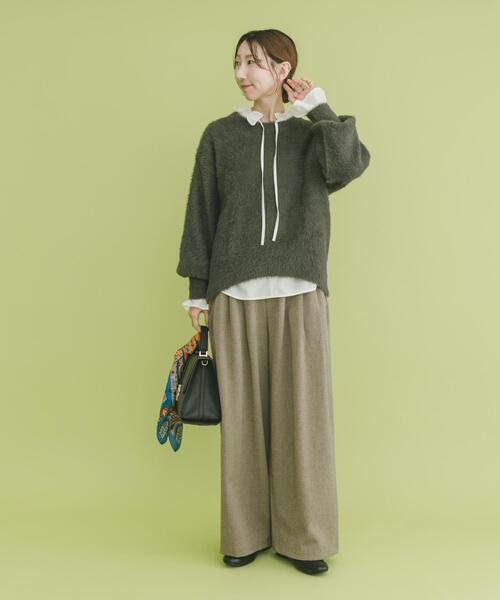 ITEMS URBANRESEARCH（アイテムズ アーバンリサーチ）の「ウールライクイージーパンツ（その他パンツ・レディース・ベージュ/チャコールグレー・FREE）」の16枚目の写真