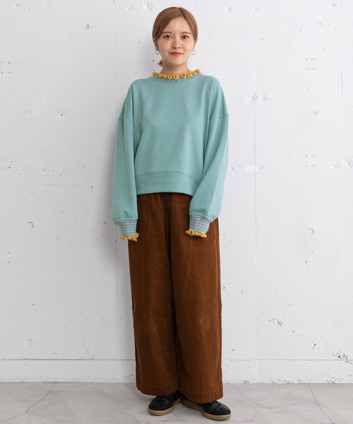 POU DOU DOU（プードゥドゥ）の「ニット付属使いトレーナー（スウェット・レディース・オートミール/ダークグレー/ブルー・M）」の8枚目の写真