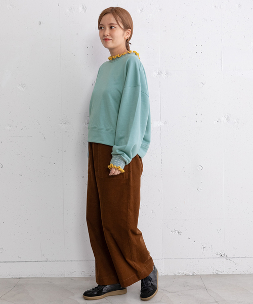 POU DOU DOU（プードゥドゥ）の「ニット付属使いトレーナー（スウェット・レディース・オートミール/ダークグレー/ブルー・M）」の9枚目の写真