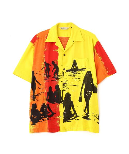 Schott(ショット)の「Schott/ショット/BEACH GIRLS RAYON SHIRT/ビーチガール レーヨンシャツ(シャツ/ブラウス・メンズ・チャコールグレー/イエロー・M/L/XL/2XL)」の1枚目の写真