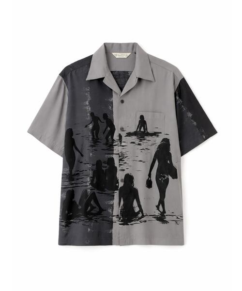 Schott(ショット)の「Schott/ショット/BEACH GIRLS RAYON SHIRT/ビーチガール レーヨンシャツ(シャツ/ブラウス・メンズ・チャコールグレー/イエロー・M/L/XL/2XL)」の5枚目の写真