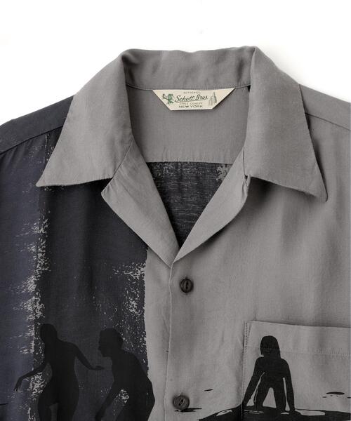 Schott(ショット)の「Schott/ショット/BEACH GIRLS RAYON SHIRT/ビーチガール レーヨンシャツ(シャツ/ブラウス・メンズ・チャコールグレー/イエロー・M/L/XL/2XL)」の7枚目の写真
