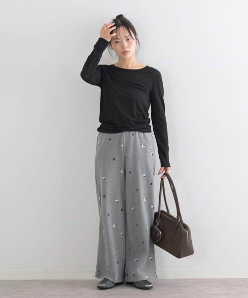 U by SPICK&SPAN(ユーバイスピックアンドスパン)の「ルーズストレート刺繍スウェットパンツ(スウェットパンツ・レディース・チャコールグレー・38/36)」の10枚目の写真