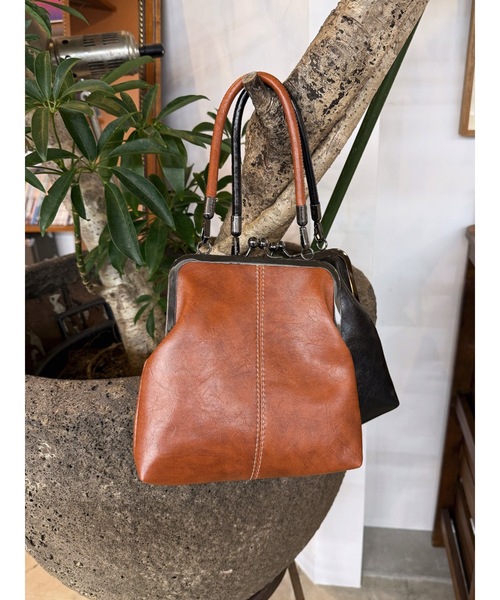 SALTMINT（ソルトミント）の「がま口フェイクレザー2WAYバッグ（ショルダーバッグ・レディース・ブラウン/ブラック・FREE）」の7枚目の写真