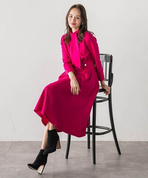 Viaggio Blu（ビアッジョブルー）の「【WEB限定カラーあり/新色追加】ルミナリー圧縮スムースワンピース（ワンピース・レディース・ピンク・M）」の13枚目の写真