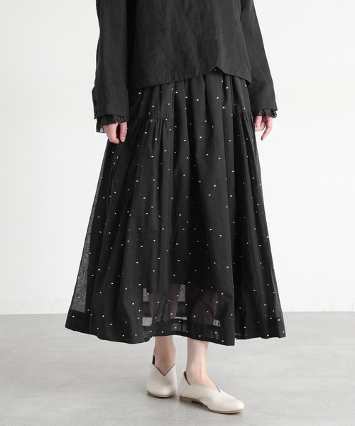 studio CLIP（スタディオクリップ）の「《natural by clip》フレンチリネンジャケット×スカート[プチサイズあり]（スーツセット・レディース・ブラック/ベージュ・FREE/PF）」の6枚目の写真