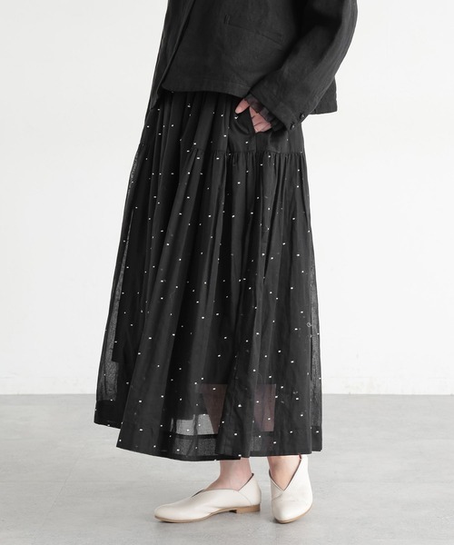 studio CLIP（スタディオクリップ）の「《natural by clip》フレンチリネンジャケット×スカート[プチサイズあり]（スーツセット・レディース・ブラック/ベージュ・FREE/PF）」の7枚目の写真