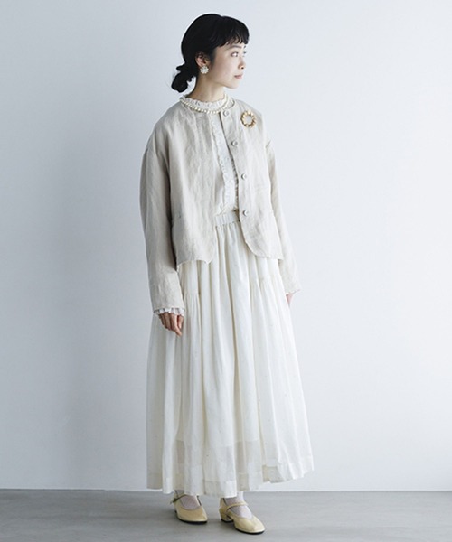 studio CLIP（スタディオクリップ）の「《natural by clip》フレンチリネンジャケット×スカート[プチサイズあり]（スーツセット・レディース・ブラック/ベージュ・FREE/PF）」の10枚目の写真