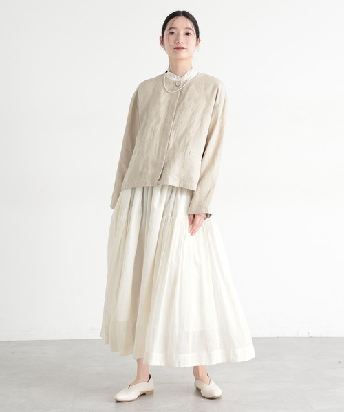studio CLIP（スタディオクリップ）の「《natural by clip》フレンチリネンジャケット×スカート[プチサイズあり]（スーツセット・レディース・ブラック/ベージュ・FREE/PF）」の14枚目の写真