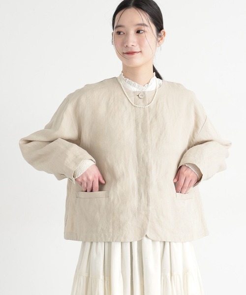 studio CLIP（スタディオクリップ）の「《natural by clip》フレンチリネンジャケット×スカート[プチサイズあり]（スーツセット・レディース・ブラック/ベージュ・FREE/PF）」の15枚目の写真