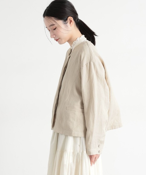 studio CLIP（スタディオクリップ）の「《natural by clip》フレンチリネンジャケット×スカート[プチサイズあり]（スーツセット・レディース・ブラック/ベージュ・FREE/PF）」の17枚目の写真