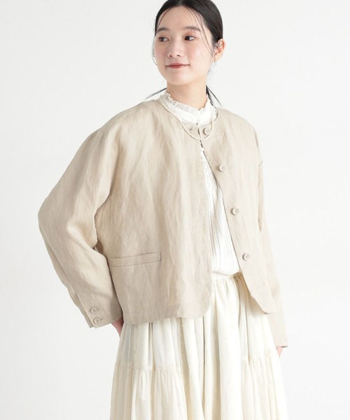 studio CLIP（スタディオクリップ）の「《natural by clip》フレンチリネンジャケット×スカート[プチサイズあり]（スーツセット・レディース・ブラック/ベージュ・FREE/PF）」の19枚目の写真