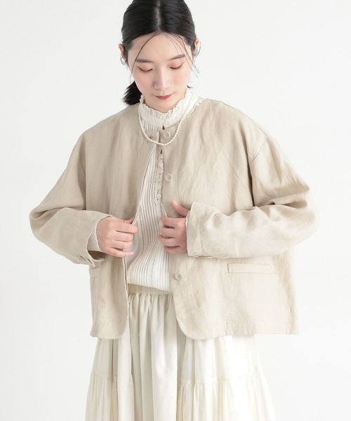 studio CLIP（スタディオクリップ）の「《natural by clip》フレンチリネンジャケット×スカート[プチサイズあり]（スーツセット・レディース・ブラック/ベージュ・FREE/PF）」の20枚目の写真