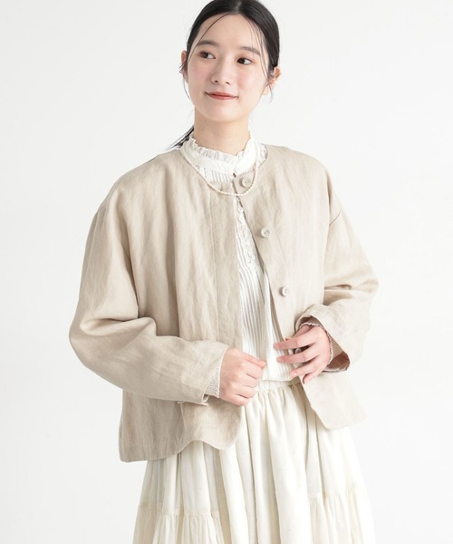 studio CLIP（スタディオクリップ）の「《natural by clip》フレンチリネンジャケット×スカート[プチサイズあり]（スーツセット・レディース・ブラック/ベージュ・FREE/PF）」の21枚目の写真