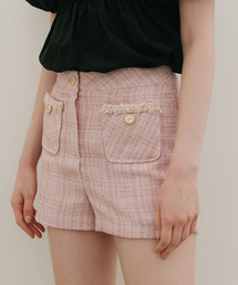 320SHOWROOM（320ショールーム）の「Tape Trimming Tweed Shorts Pink（その他パンツ）」
