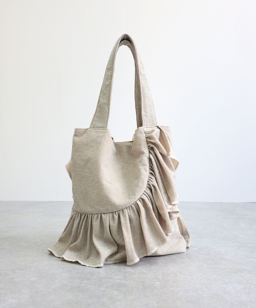 T・S・L（ティーエスエル）の「ラメフリルトートバッグ（トートバッグ・レディース・シルバー/ブラック/ライトベージュ・FREE）」の4枚目の写真