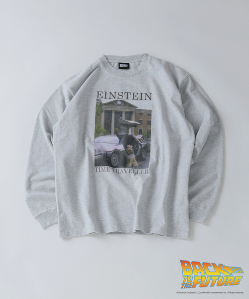 JOURNAL STANDARD relume(ジャーナルスタンダード レリューム)の「BACK TO THE FUTURE 別注 ダメージ加工 ロングスリーブ T(Tシャツ/カットソー・メンズ・ネイビー/ブラック/チャコールグレー/ライトグレー・MEDIUM/LARGE)」の4枚目の写真