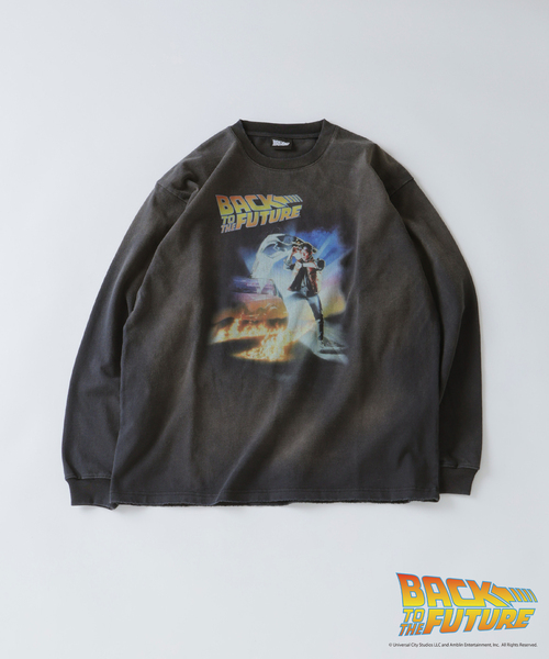 JOURNAL STANDARD relume(ジャーナルスタンダード レリューム)の「BACK TO THE FUTURE 別注 ダメージ加工 ロングスリーブ T(Tシャツ/カットソー・メンズ・ネイビー/ブラック/チャコールグレー/ライトグレー・MEDIUM/LARGE)」の2枚目の写真