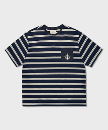 シーメンストライプポケットTシャツネイビー