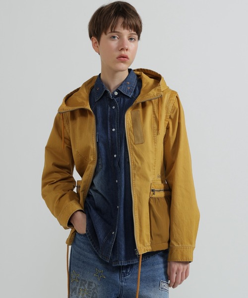 AVIREX(アヴィレックス)の「MILITARY ZIP POCKET DETACHABLE JACKET(ブルゾン・レディース・オリーブ/マスタード・S)」の1枚目の写真