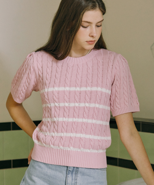 NONLOCAL(ノンローカル)の「Marina Stripe Knit - Pink(ニット/セーター・レディース・その他・FREE)」の1枚目の写真
