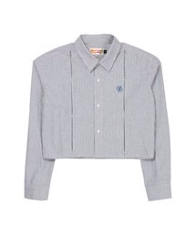 DAMP（ドントアスクマイプラン）の「ストライプクロップシャツ_ネイビー（シャツ/ブラウス）」