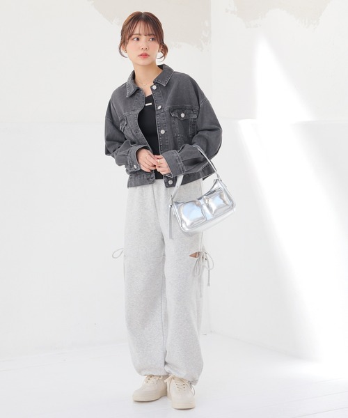 Honeys（ハニーズ）の「ショート丈Ｇジャン（デニムジャケット・キッズ・ライトグレー/インディゴブルー/ブルー系その他/グレー・150cm/L/LL/M/S）」の6枚目の写真