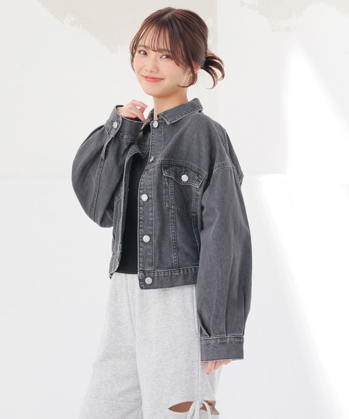 Honeys（ハニーズ）の「ショート丈Ｇジャン（デニムジャケット・キッズ・ライトグレー/インディゴブルー/ブルー系その他/グレー・150cm/L/LL/M/S）」の9枚目の写真