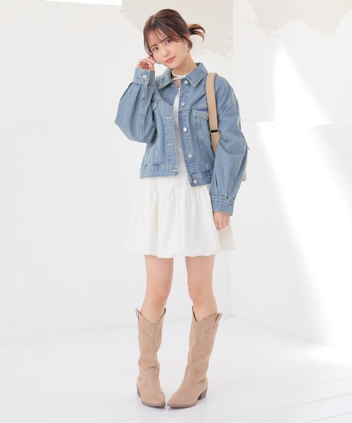 Honeys（ハニーズ）の「ショート丈Ｇジャン（デニムジャケット・キッズ・ライトグレー/インディゴブルー/ブルー系その他/グレー・150cm/L/LL/M/S）」の10枚目の写真