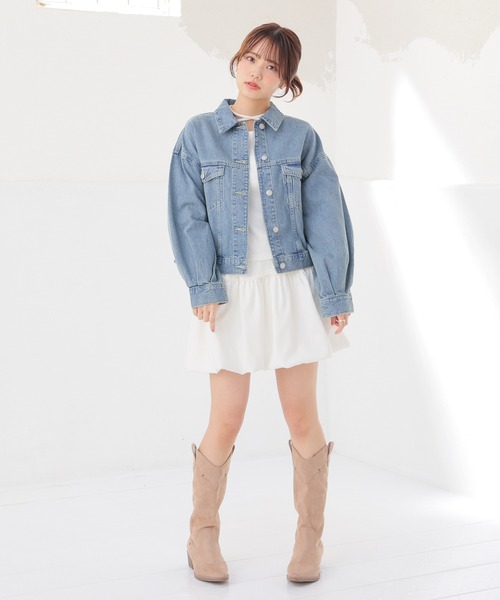 Honeys（ハニーズ）の「ショート丈Ｇジャン（デニムジャケット・キッズ・ライトグレー/インディゴブルー/ブルー系その他/グレー・150cm/L/LL/M/S）」の12枚目の写真