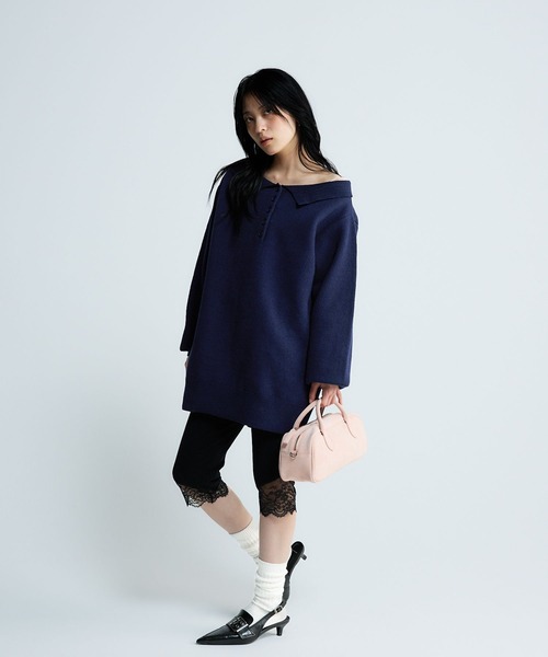 JEANASIS（ジーナシス）の「スソレースカプリパンツ/652651（レギンス/スパッツ・レディース・ブラック・FREE）」の2枚目の写真