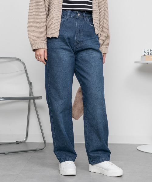 RCD(アールシーディー)の「デニムハイライズ デニムストレートパンツ(デニムパンツ・レディース・ネイビー/ワンウォッシュ/ブルー・4L/M/LL/3L/L)」の2枚目の写真