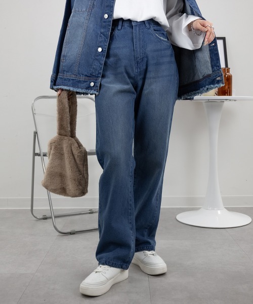 RCD(アールシーディー)の「デニムハイライズ デニムストレートパンツ(デニムパンツ・レディース・ネイビー/ワンウォッシュ/ブルー・4L/M/LL/3L/L)」の3枚目の写真